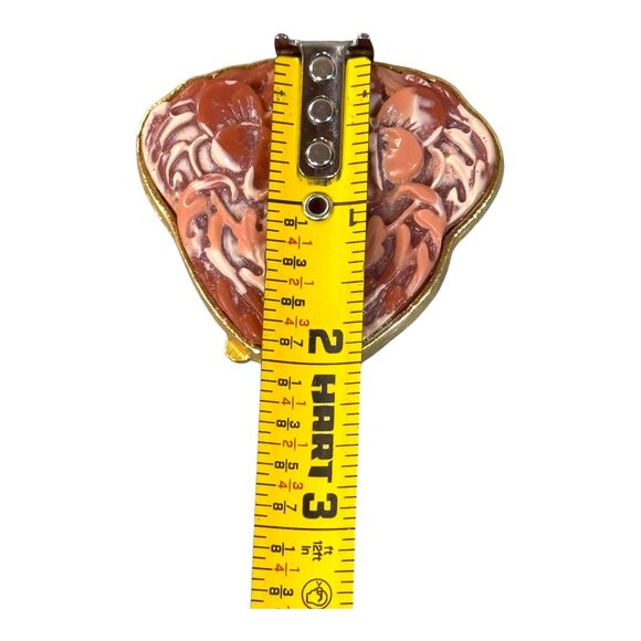 Vintage Estee Lauder Solid Perfume Compact Carved Coral Pansies Sea Jewel No Box - Picture 6 of 12